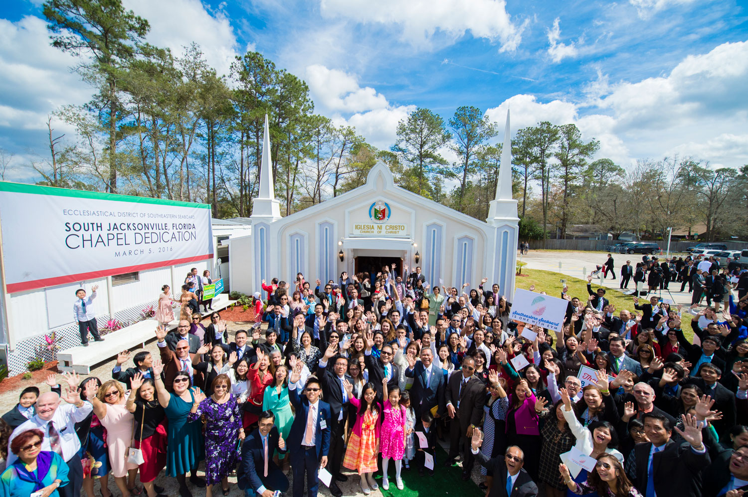 Church members from the Local Congregation of South Jacksonville in Florida after the worship service led by the Executive Minister, Brother Eduardo V. Manalo, during which their new house of worship was dedicated to God, March 5, 2016.