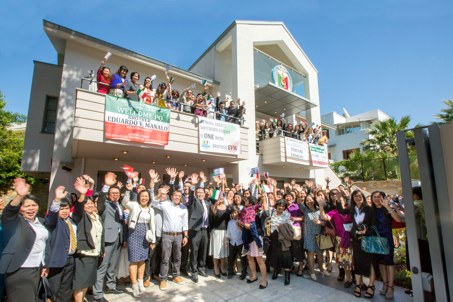 Brethren from Athens, Greece outside their house of worship during the pastoral visit of the Executive Minister, Brother Eduardo V. Manalo, May 6, 2017. The event was in commemoration of the 20th anniversary of their local congregation.