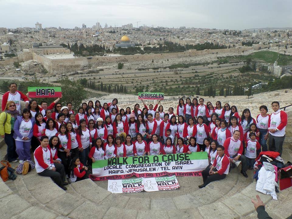 Brethren from Jerusalem with those from Haifa as they participate in a walk for a cause in 2014.